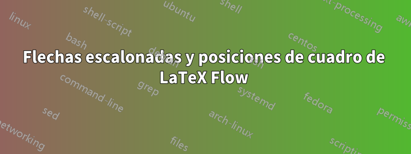 Flechas escalonadas y posiciones de cuadro de LaTeX Flow