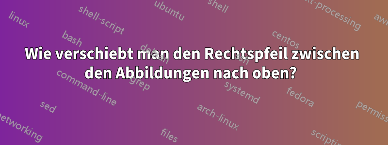 Wie verschiebt man den Rechtspfeil zwischen den Abbildungen nach oben? 