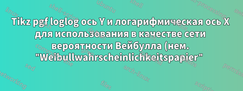 Tikz pgf loglog ось Y и логарифмическая ось X для использования в качестве сети вероятности Вейбулла (нем. "Weibullwahrscheinlichkeitspapier")