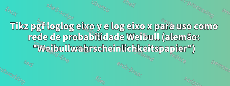 Tikz pgf loglog eixo y e log eixo x para uso como rede de probabilidade Weibull (alemão: "Weibullwahrscheinlichkeitspapier")