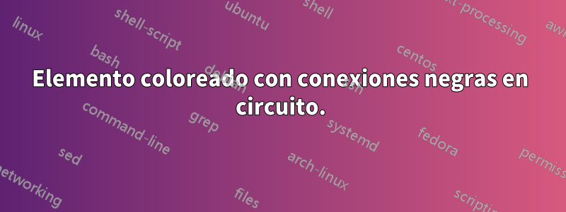 Elemento coloreado con conexiones negras en circuito.