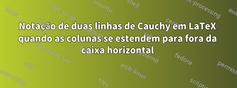 Notação de duas linhas de Cauchy em LaTeX quando as colunas se estendem para fora da caixa horizontal