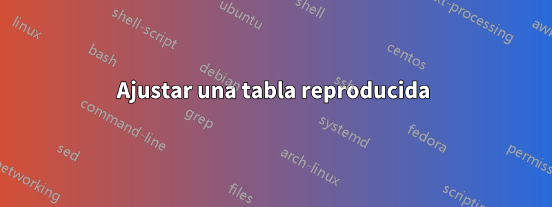 Ajustar una tabla reproducida