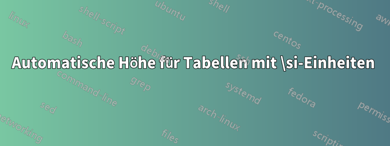 Automatische Höhe für Tabellen mit \si-Einheiten