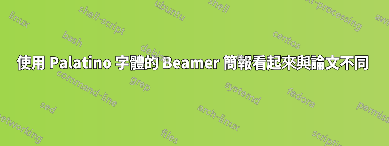 使用 Palatino 字體的 Beamer 簡報看起來與論文不同