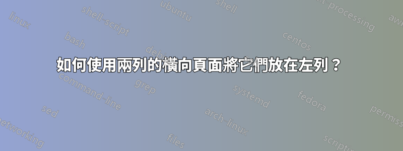 如何使用兩列的橫向頁面將它們放在左列？