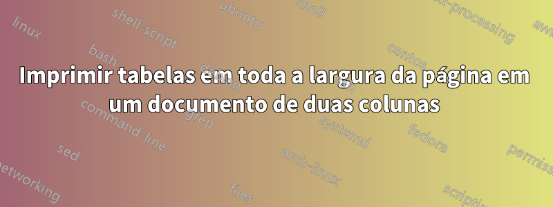 Imprimir tabelas em toda a largura da página em um documento de duas colunas