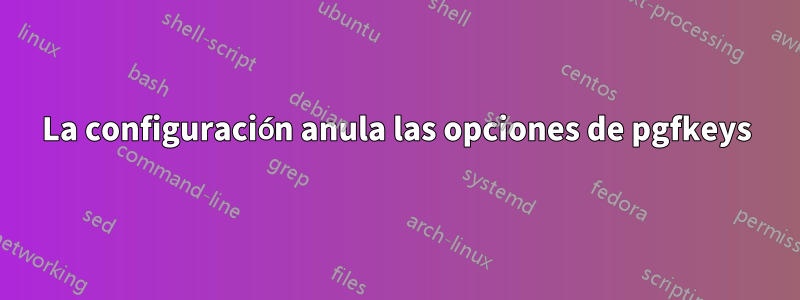 La configuración anula las opciones de pgfkeys