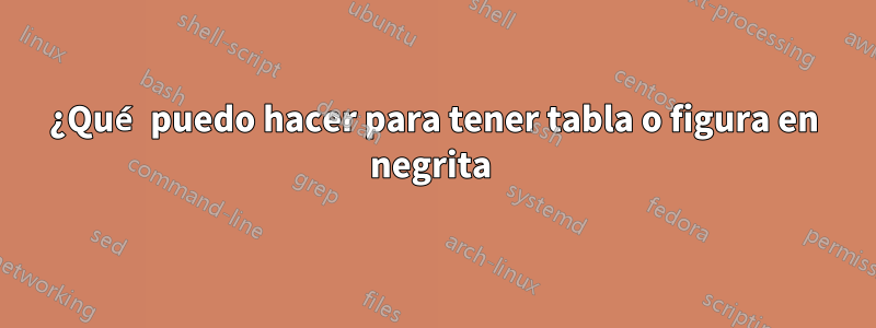 ¿Qué puedo hacer para tener tabla o figura en negrita 