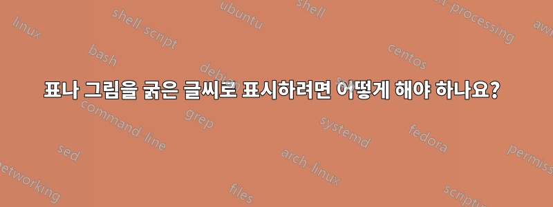 표나 그림을 굵은 글씨로 표시하려면 어떻게 해야 하나요? 