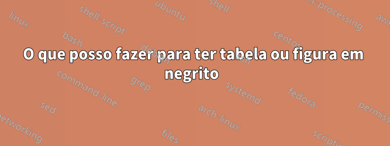 O que posso fazer para ter tabela ou figura em negrito 