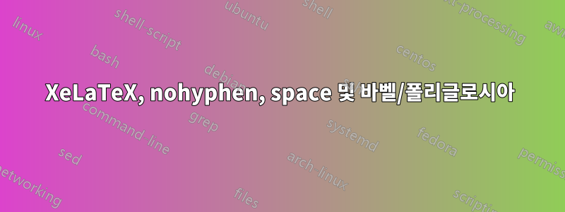 XeLaTeX, nohyphen, space 및 바벨/폴리글로시아