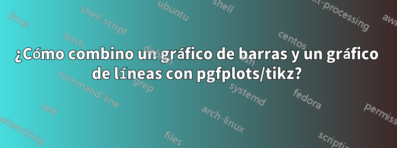 ¿Cómo combino un gráfico de barras y un gráfico de líneas con pgfplots/tikz?