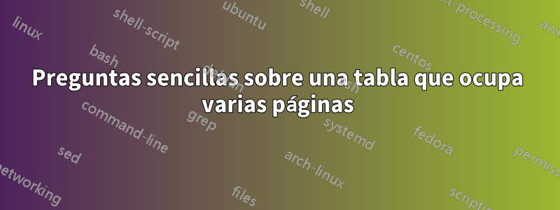 Preguntas sencillas sobre una tabla que ocupa varias páginas