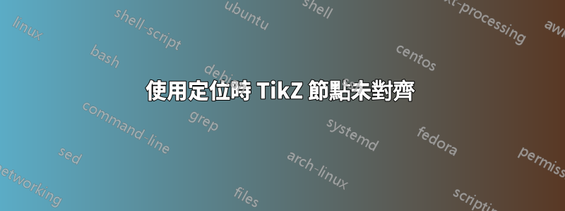 使用定位時 TikZ 節點未對齊