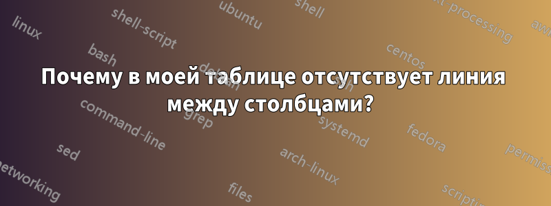 Почему в моей таблице отсутствует линия между столбцами? 