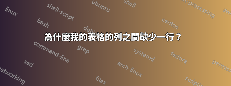 為什麼我的表格的列之間缺少一行？ 