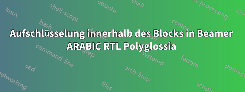 Aufschlüsselung innerhalb des Blocks in Beamer ARABIC RTL Polyglossia