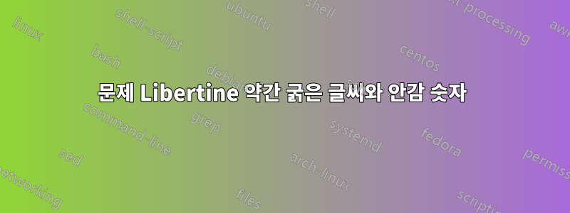 문제 Libertine 약간 굵은 글씨와 안감 숫자