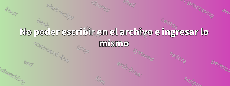 No poder escribir en el archivo e ingresar lo mismo