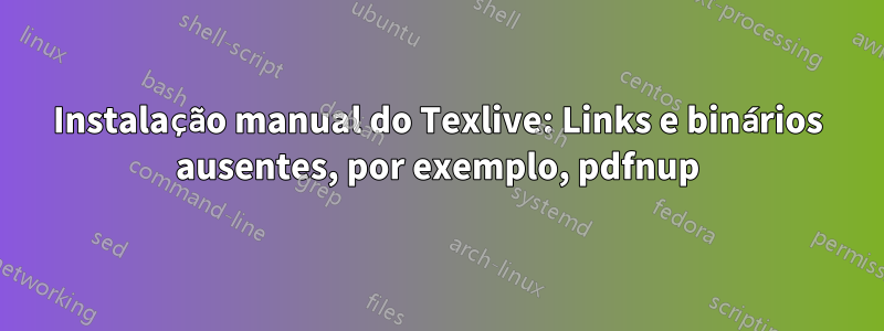 Instalação manual do Texlive: Links e binários ausentes, por exemplo, pdfnup