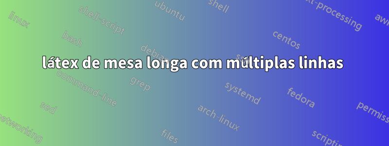 látex de mesa longa com múltiplas linhas