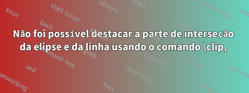 Não foi possível destacar a parte de interseção da elipse e da linha usando o comando \clip,