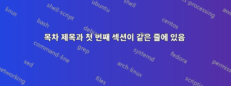 목차 제목과 첫 번째 섹션이 같은 줄에 있음