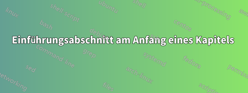 Einführungsabschnitt am Anfang eines Kapitels