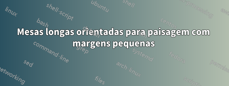 Mesas longas orientadas para paisagem com margens pequenas