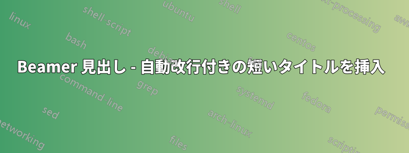 Beamer 見出し - 自動改行付きの短いタイトルを挿入 