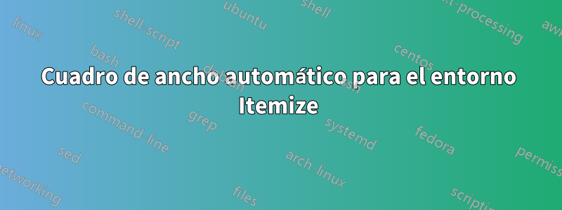 Cuadro de ancho automático para el entorno Itemize