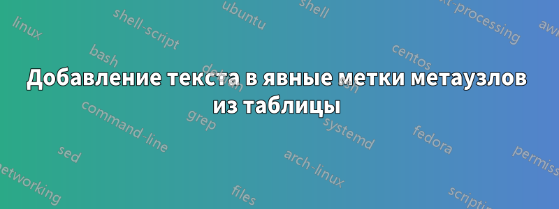 Добавление текста в явные метки метаузлов из таблицы