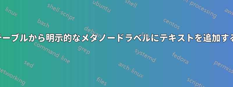 テーブルから明示的なメタノードラベルにテキストを追加する