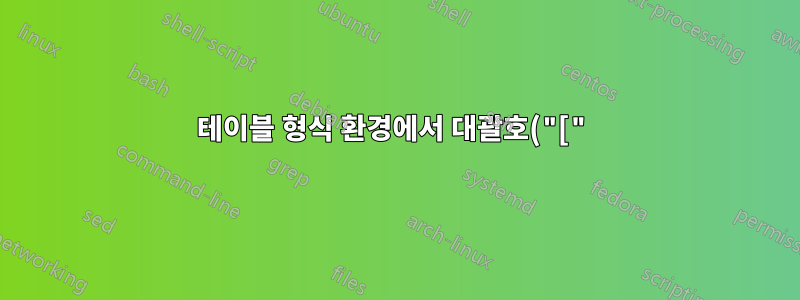 테이블 형식 환경에서 대괄호("[")를 사용하여 두 줄을 연속으로 시작할 수 없는 이유는 무엇입니까?