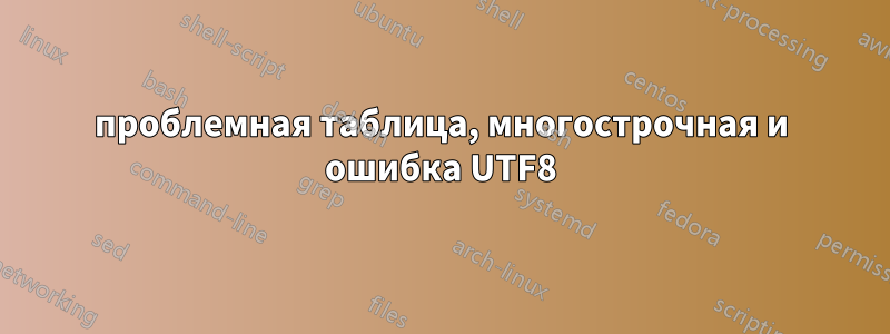 проблемная таблица, многострочная и ошибка UTF8