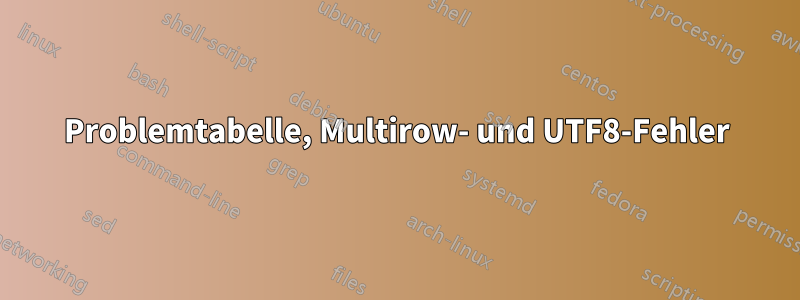 Problemtabelle, Multirow- und UTF8-Fehler