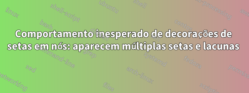 Comportamento inesperado de decorações de setas em nós: aparecem múltiplas setas e lacunas