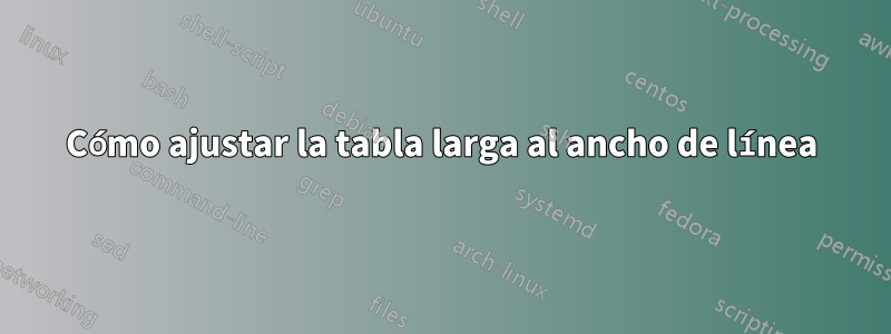 Cómo ajustar la tabla larga al ancho de línea