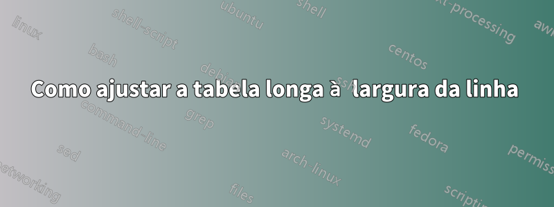 Como ajustar a tabela longa à largura da linha