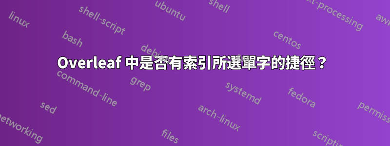 Overleaf 中是否有索引所選單字的捷徑？