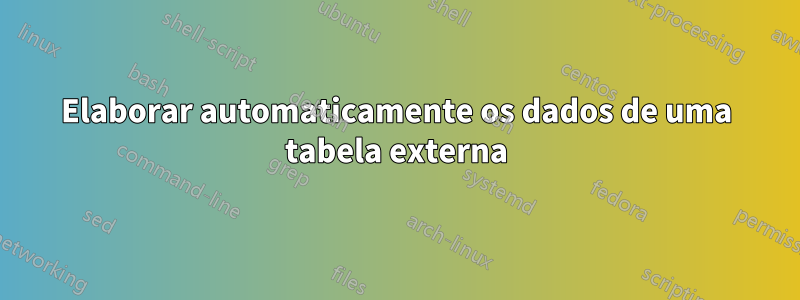 Elaborar automaticamente os dados de uma tabela externa