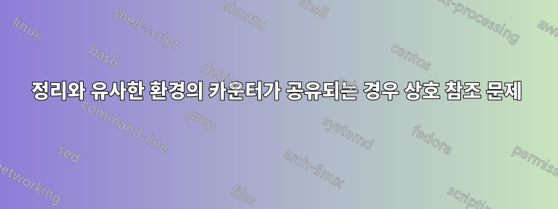 정리와 유사한 환경의 카운터가 공유되는 경우 상호 참조 문제
