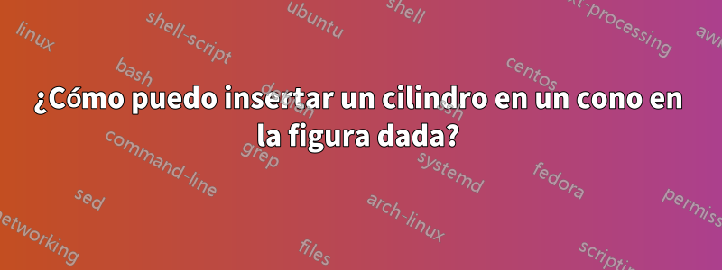 ¿Cómo puedo insertar un cilindro en un cono en la figura dada?