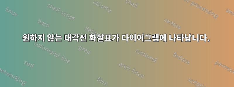 원하지 않는 대각선 화살표가 다이어그램에 나타납니다.