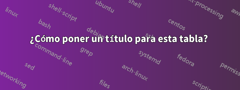 ¿Cómo poner un título para esta tabla?