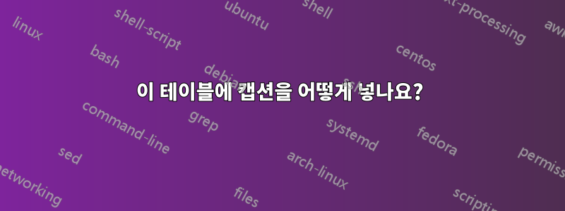 이 테이블에 캡션을 어떻게 넣나요?