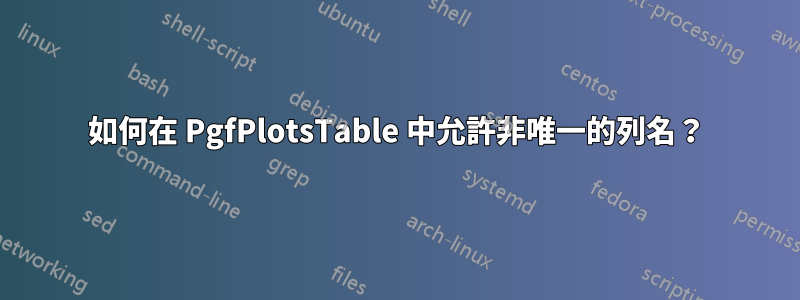 如何在 PgfPlotsTable 中允許非唯一的列名？