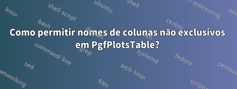 Como permitir nomes de colunas não exclusivos em PgfPlotsTable?