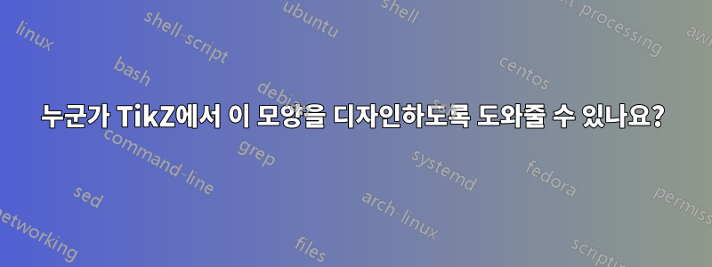 누군가 TikZ에서 이 모양을 디자인하도록 도와줄 수 있나요?
